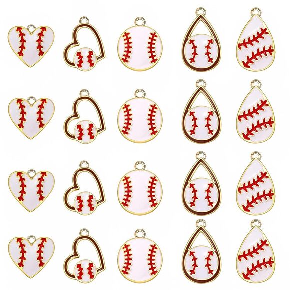 Jewelry - 9443 20PCS Sports Charms Enamel Basketball Baseball Pendant Charms